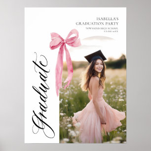 Moderne Roze Bow Coquette Graduation Cap Welkom Poster