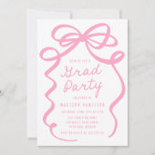 Moderne Roze Bow Foto Afstudeerfeest Kaart (Voorkant)
