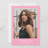 Moderne Roze Bow Foto Afstudeerfeest Kaart (Achterkant)