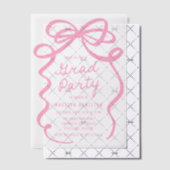 Moderne Roze Bow Foto Afstudeerfeest Vellum Uitnodigingen (Offset (Uitnodiging))