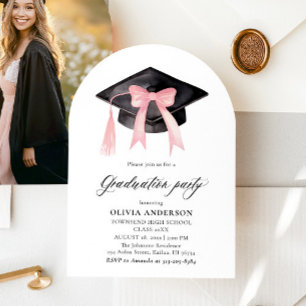Moderne Roze Bow Graduation Cap Afstuderen gebogen Kaart