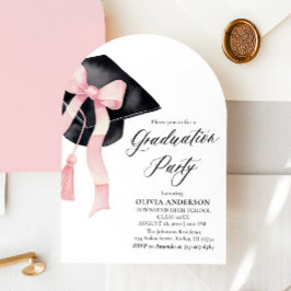 Moderne Roze Bow Graduation Cap Afstuderen gebogen Kaart