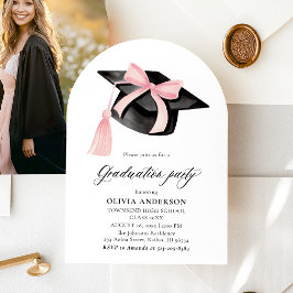 Moderne Roze Bow Graduation Cap Afstuderen gebogen Kaart