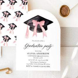 Moderne Roze Bow Graduation Cap Afstuderen gebogen Kaart