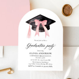 Moderne Roze Bow Graduation Cap Afstuderen gebogen Kaart