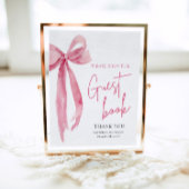 Moderne Roze Bow Graduation Party Gastboek Teken Poster
