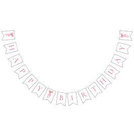 Moderne Roze Bow Happy Birthday Bunting Banner