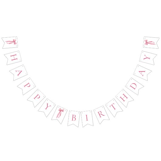 Moderne Roze Bow Happy Birthday Bunting Banner (Alle)