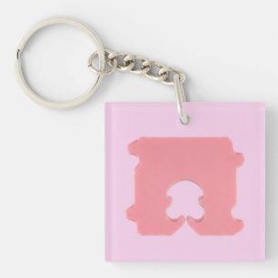 Moderne Roze Broodklem Geometrische Silhouet Sleutelhanger
