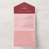 Moderne roze bruidsbruiloft met geperforeerde RSVP All In One Uitnodiging (Binnen)