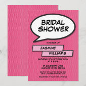 Moderne Roze Bruidsdouche Pret Comic Book Kaart (Voorkant / Achterkant)