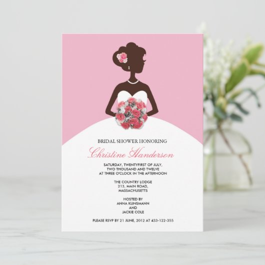 Moderne Roze Bruidsdouche Uitnodiging (Staand voorkant)