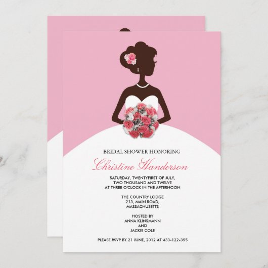 Moderne Roze Bruidsdouche Uitnodiging (Voorkant / Achterkant)