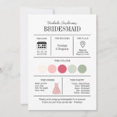 Moderne Roze Bruidsmeisje Informatiekaart Kaart (Voorkant)