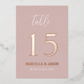 Moderne roze bruidtafel Roos Gold Folie Uitnodiging (Voorkant)