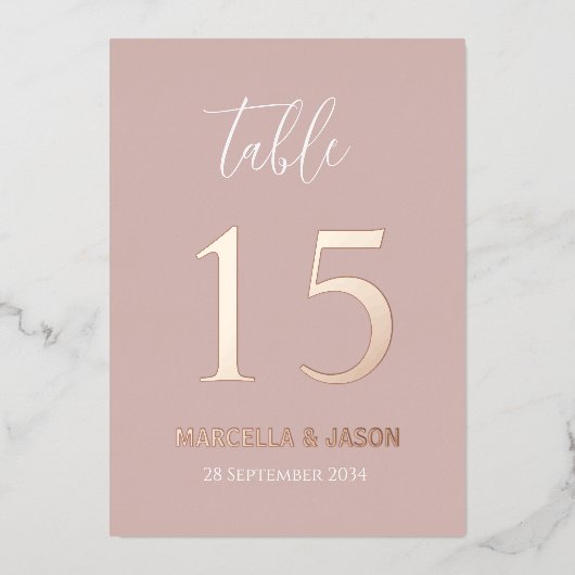 Moderne roze bruidtafel Roos Gold Folie Uitnodiging (Voorkant)