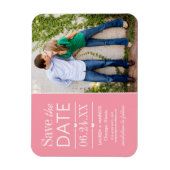 Moderne roze bruiloft foto Opslaan Datum Magneet (Verticaal)