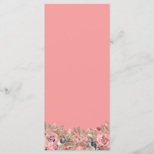 Moderne roze bruiloft menu (Achterkant)