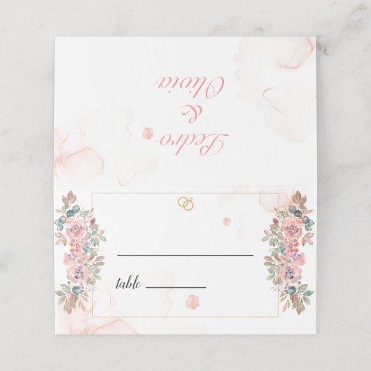 Moderne roze bruiloft plaatskaartje (Buitenkant ongevouwen)