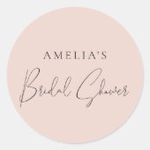 Moderne Roze Bruiloftsdouche Ronde Sticker (Voorkant)