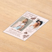 Moderne roze bruine vlinder foto afstudeerfeest acryl uitnodigingen (Laagn)