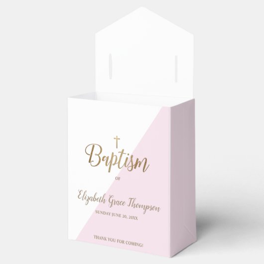 Moderne roze bruismakreel Dank je voor gouden krui Bedankdoosjes (Geopend)