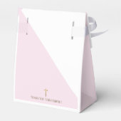 Moderne roze bruismakreel Dank je voor gouden krui Bedankdoosjes (Achterkant)