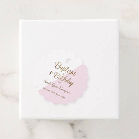 Moderne roze bruistaptisme eerste geboorte baby Gi Bedankjes Labels (In situ)