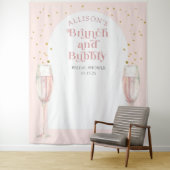 Moderne roze brunch en bubbel bruid achtergrond wandkleed (In situ)