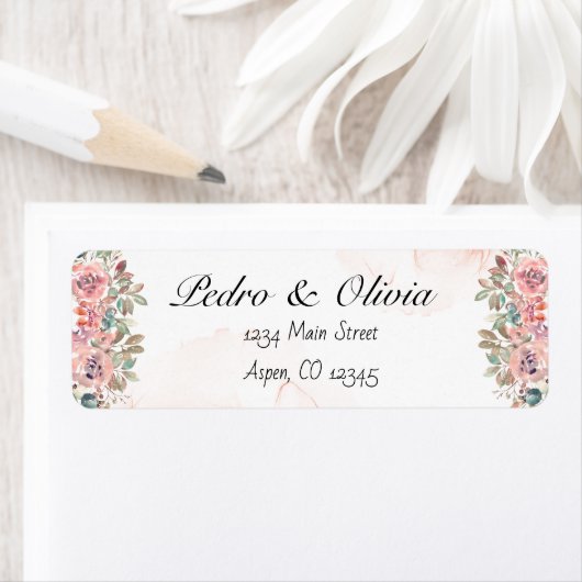 Moderne roze brutale bruiloft etiket (Insitu)