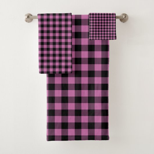 Moderne Roze Buffalo Checks Bad Handdoek (Insitu)