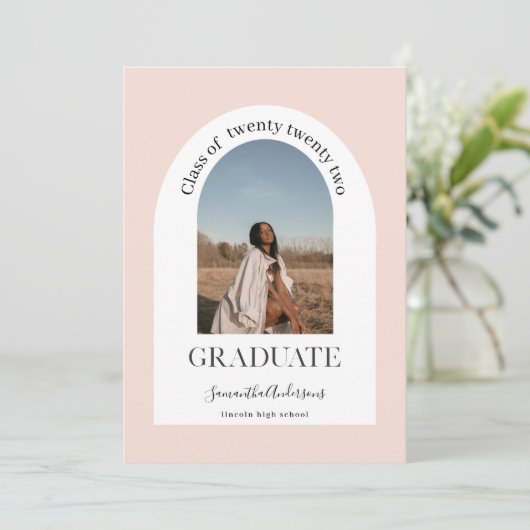 Moderne roze bundel foto Afstuderen Kaart (Staand voorkant)