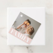Moderne roze bundelroze fotocadeau bedankjes labels (In situ)