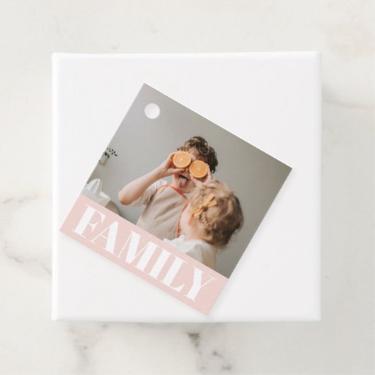 Moderne roze bundelroze fotocadeau bedankjes labels (In situ)