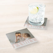 Moderne roze bundelroze fotocadeau glazen onderzetter (Schuin)