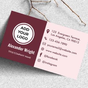 Moderne Roze Businesscard met Logo Visitekaartje