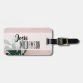 Moderne roze cactus bagagelabel (Voorkant horizontaal)