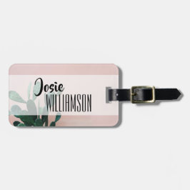 Moderne roze cactus bagagelabel