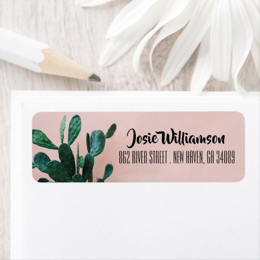 Moderne roze cactus etiket (Insitu)
