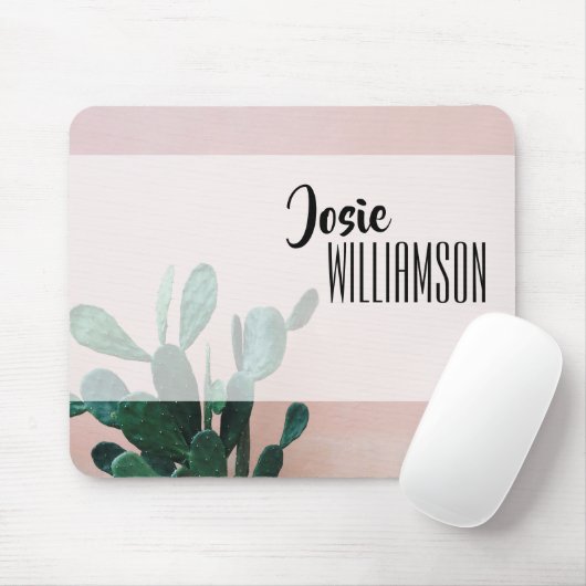 Moderne roze cactus muismat (Met muis)