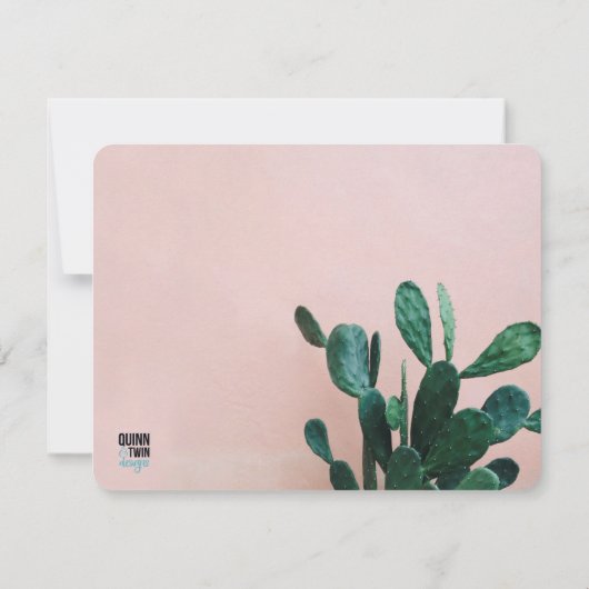Moderne roze cactus notitiekaartje (Achterkant)