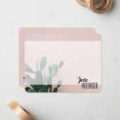 Moderne roze cactus notitiekaartje (Voorkant / Achterkant in situ)