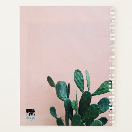 Moderne roze cactus planner (Achterkant)