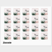 Moderne roze cactus vierkante sticker (Vel)