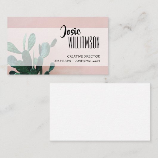 Moderne roze cactus visitekaartje (Voorkant / Achterkant)