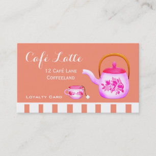 Moderne roze café Loyalty Card voor koffie Visitekaartje