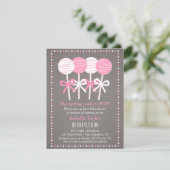 Moderne Roze Cake Pops Baby Shower Uitnodigingen (Staand voorkant)