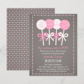 Moderne Roze Cake Pops Baby Shower Uitnodigingen (Voorkant / Achterkant)