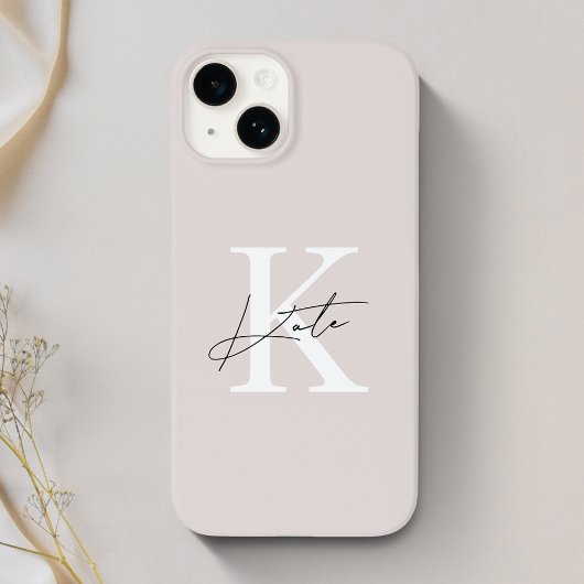 Moderne Roze Calligrafie Naam Monogram Case-Mate iPhone Case