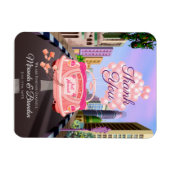 Moderne roze Cartoon auto met ballonnen Dank u Magneet (Horizontaal)